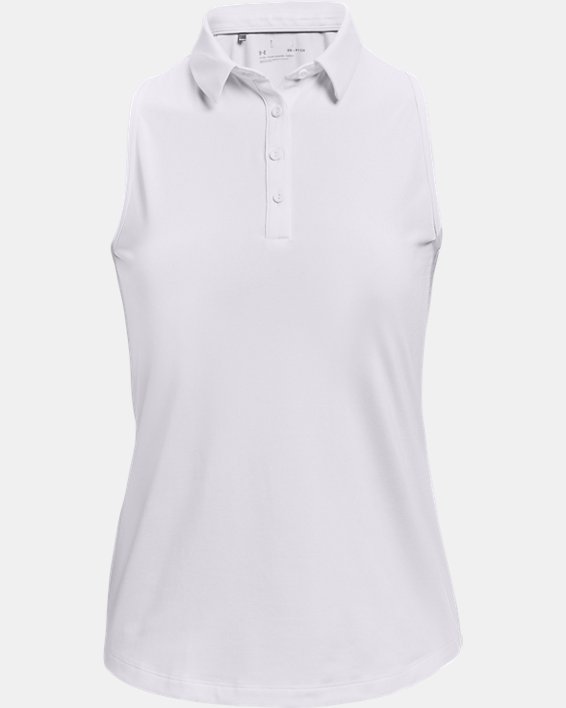 Damen UA Zinger Poloshirt, ärmellos, White, pdpMainDesktop image number 4